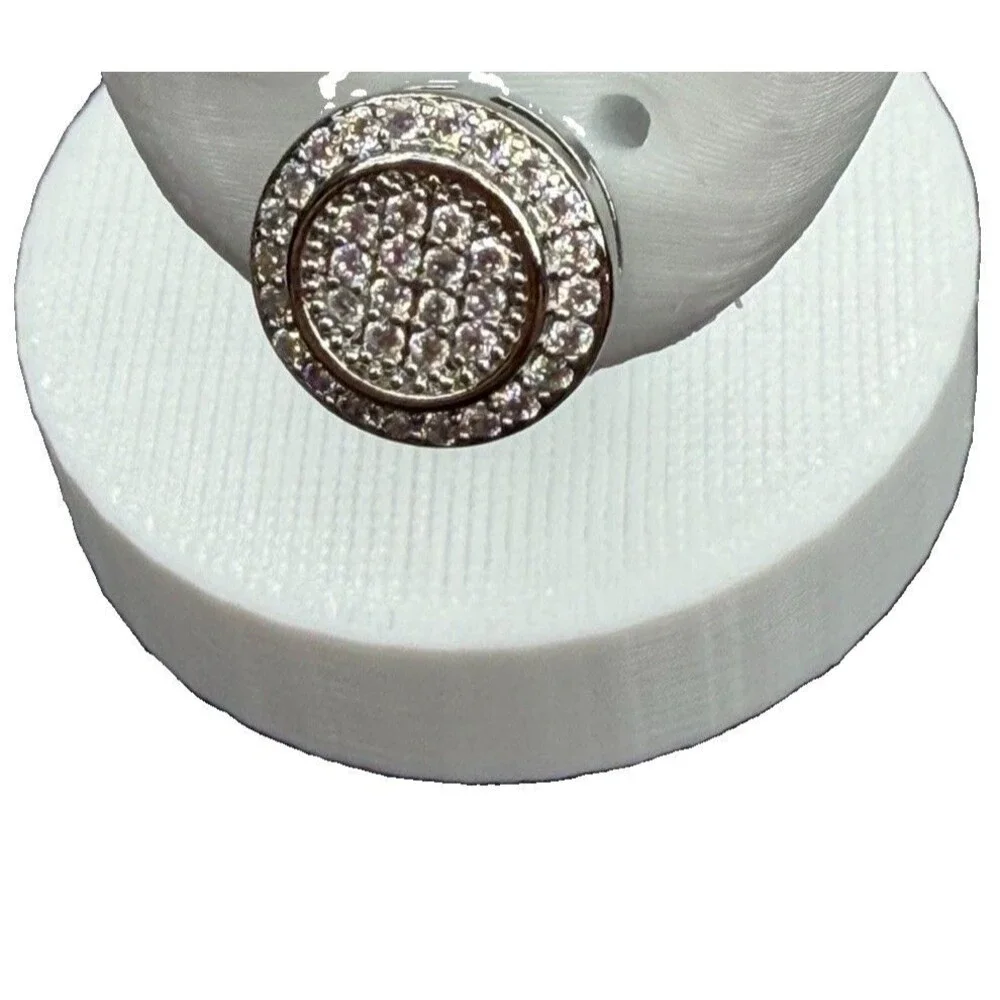 Round Cluster 925 Silver Lab Created Diamonds 3.25 Grams